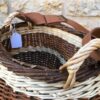 charmotte taille moyenne bicolore marron et blanche, sangle marron