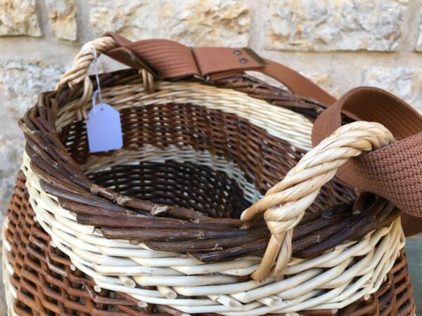 charmotte taille moyenne bicolore marron et blanche, sangle marron