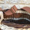 charmotte taille moyenne bicolore marron et blanche, sangle marron