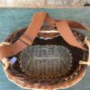 charmotte taille moyenne bicolore marron et blanche, sangle marron