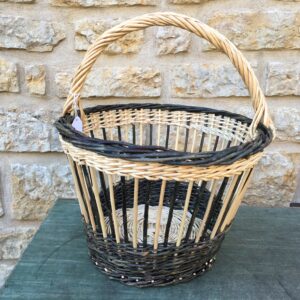 panier rond ajouré bicolore, blanc et vert