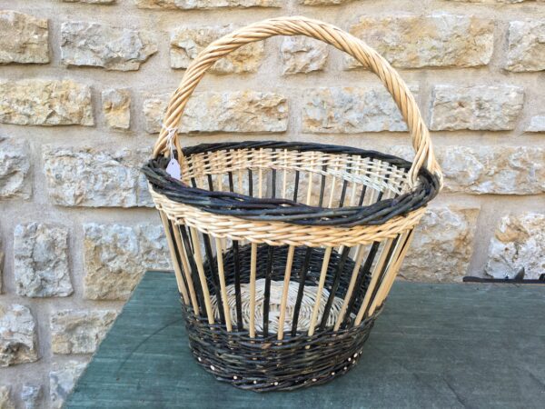 panier rond ajouré bicolore, blanc et vert